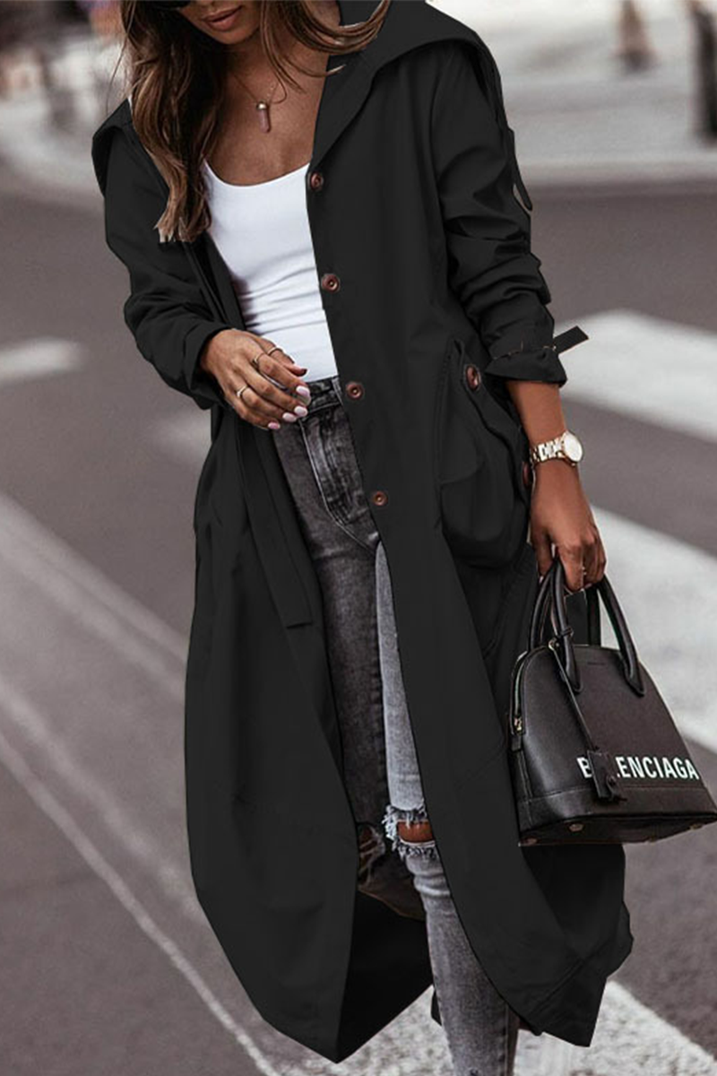 Valenzora | Casual Solid Patchwork Skirt Collar Outerwear