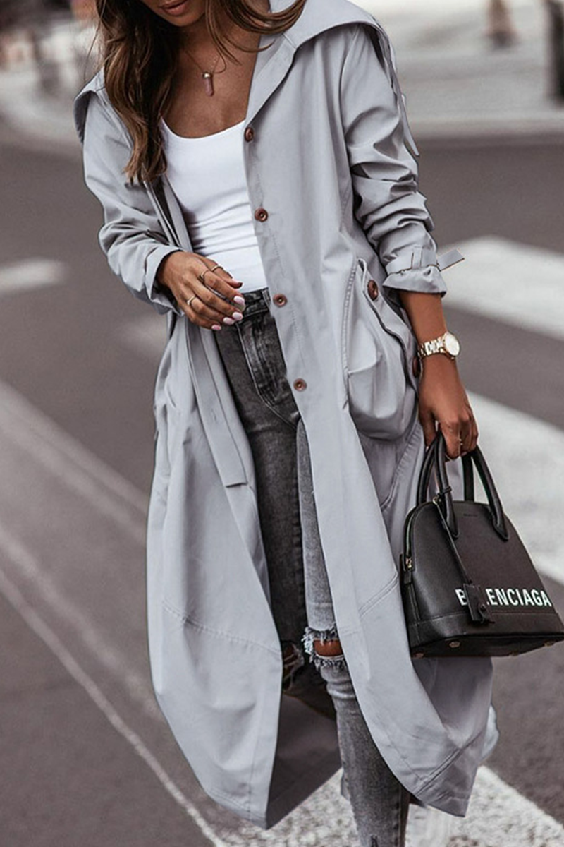 Valenzora | Casual Solid Patchwork Skirt Collar Outerwear