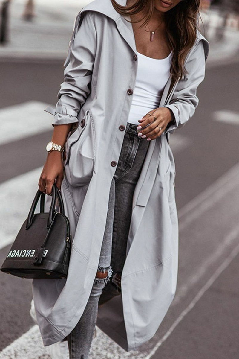 Valenzora | Casual Solid Patchwork Skirt Collar Outerwear