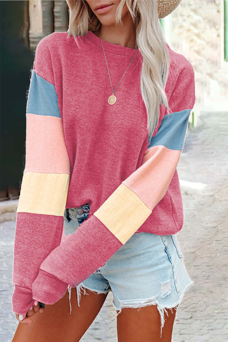 Valenzora | Street Solid Patchwork O Neck Top