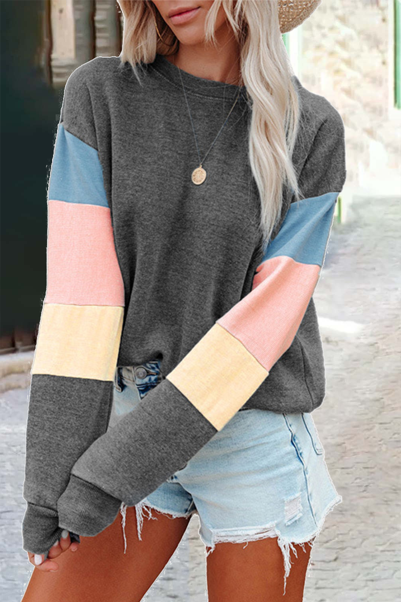 Valenzora | Street Solid Patchwork O Neck Top