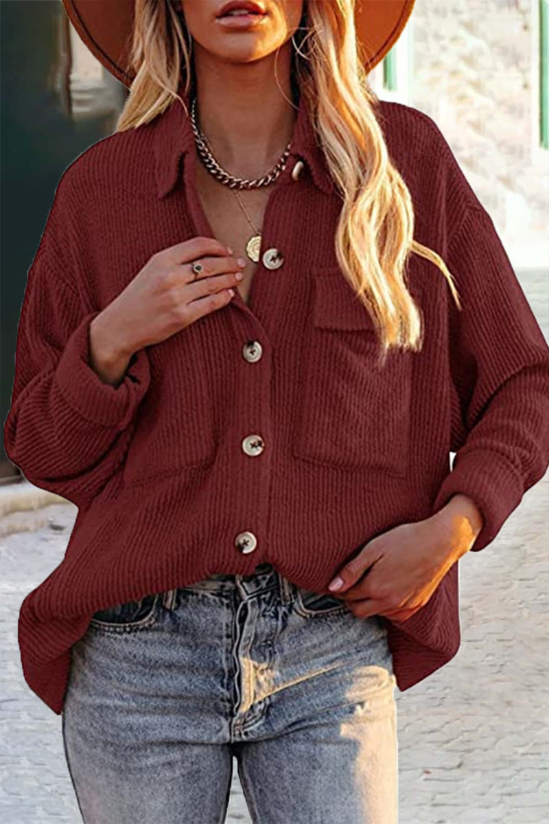 Valenzora | Cut Corduroy Jacket with Folded-Over Collar for Women