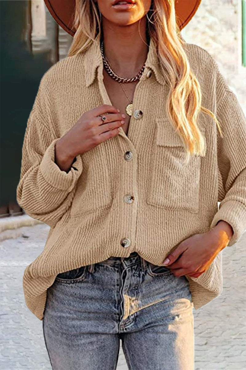 Valenzora | Cut Corduroy Jacket with Folded-Over Collar for Women