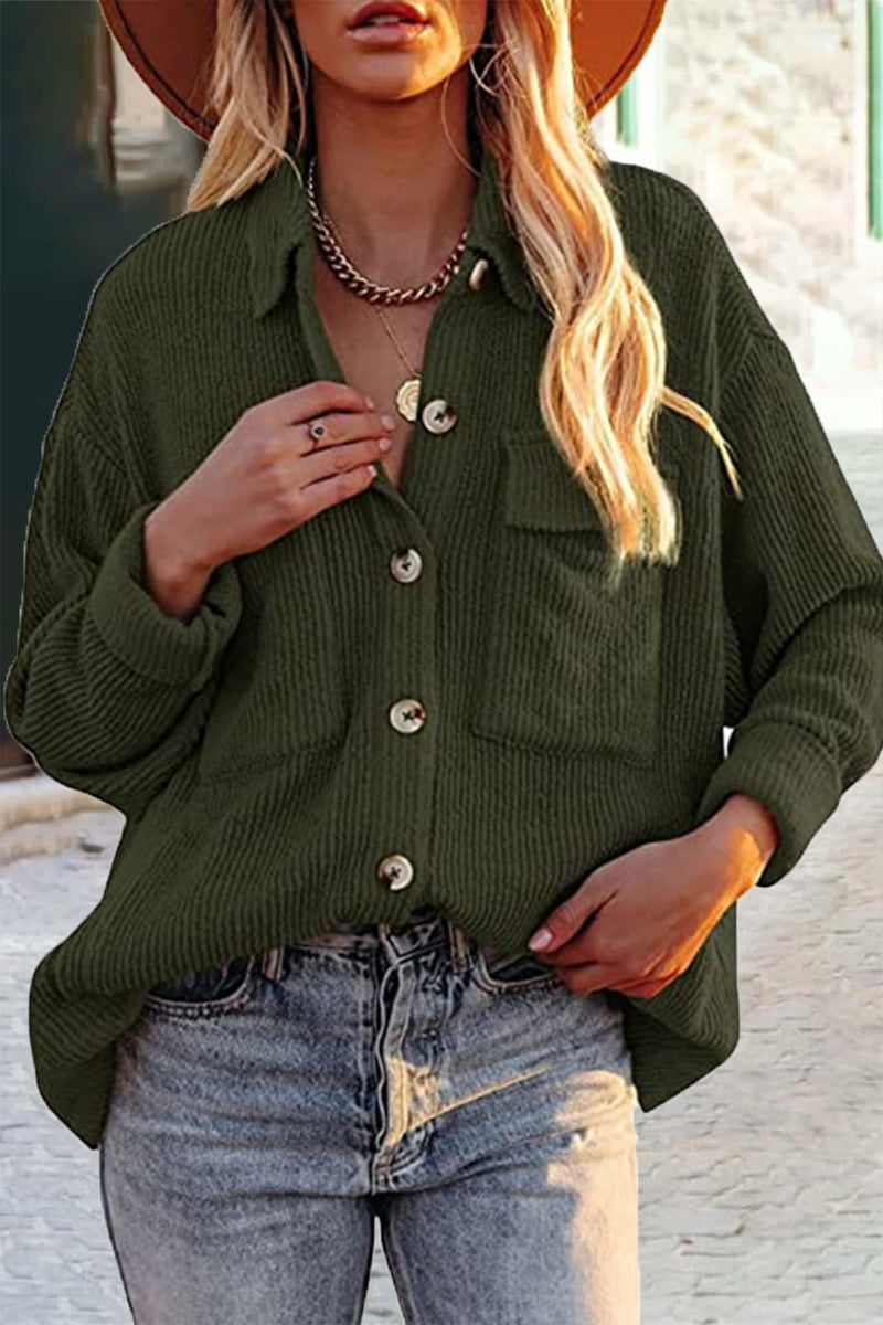 Valenzora | Cut Corduroy Jacket with Folded-Over Collar for Women