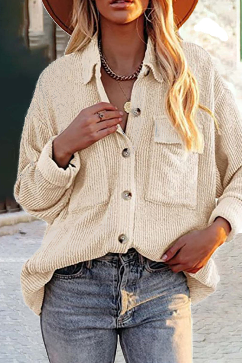 Valenzora | Cut Corduroy Jacket with Folded-Over Collar for Women