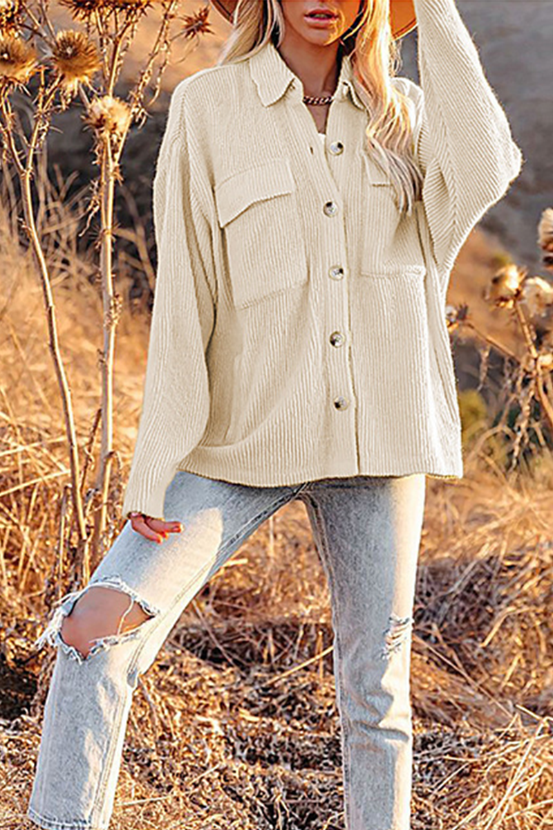 Valenzora | Cut Corduroy Jacket with Folded-Over Collar for Women