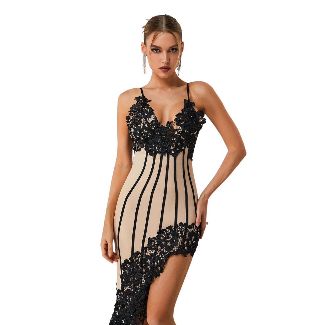 Valenzora | Lace midi bandage dress