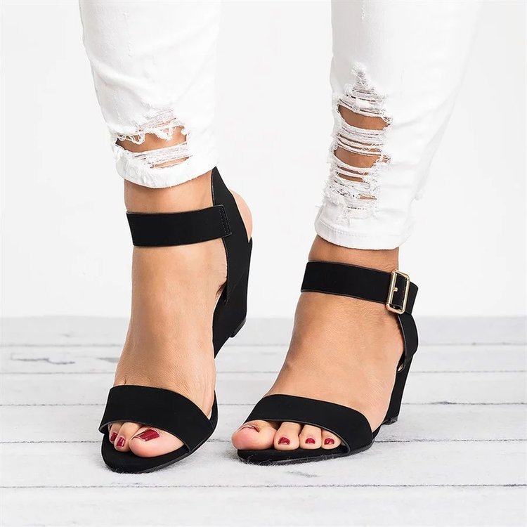 Damen-Keilsandalen mit elegantem Riemendesign und bequemem Fußbett, Größe Valenzora
