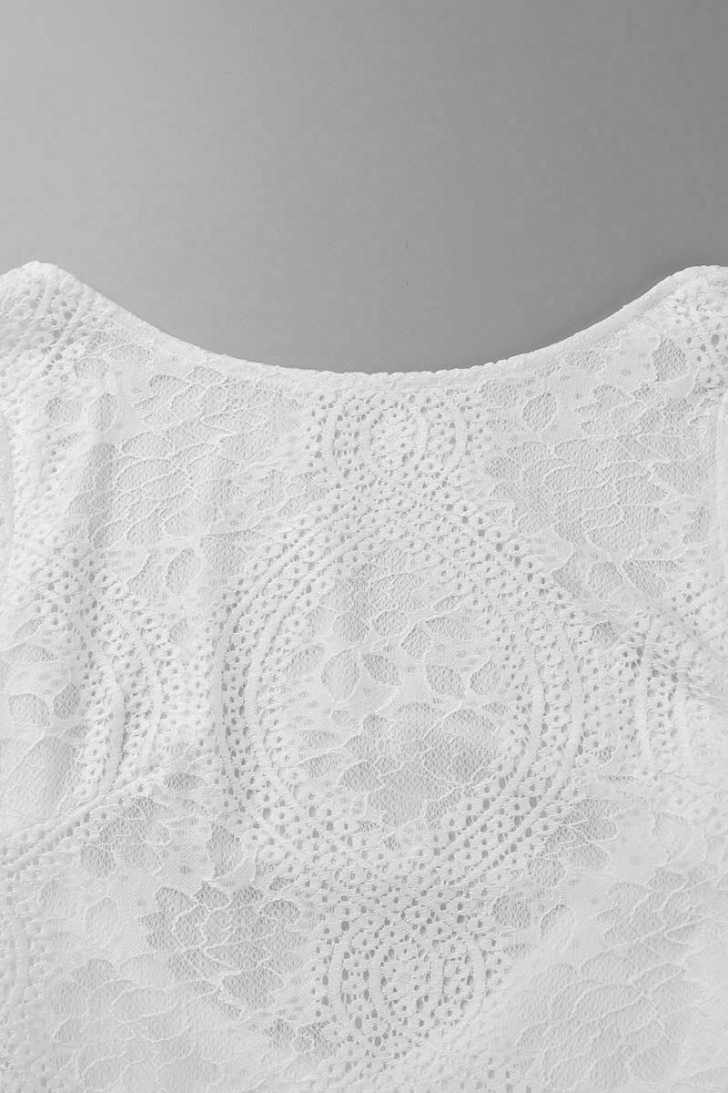 Valenzora | Sweet Solid Lace Back Cutout O Neck Trailing Dresses