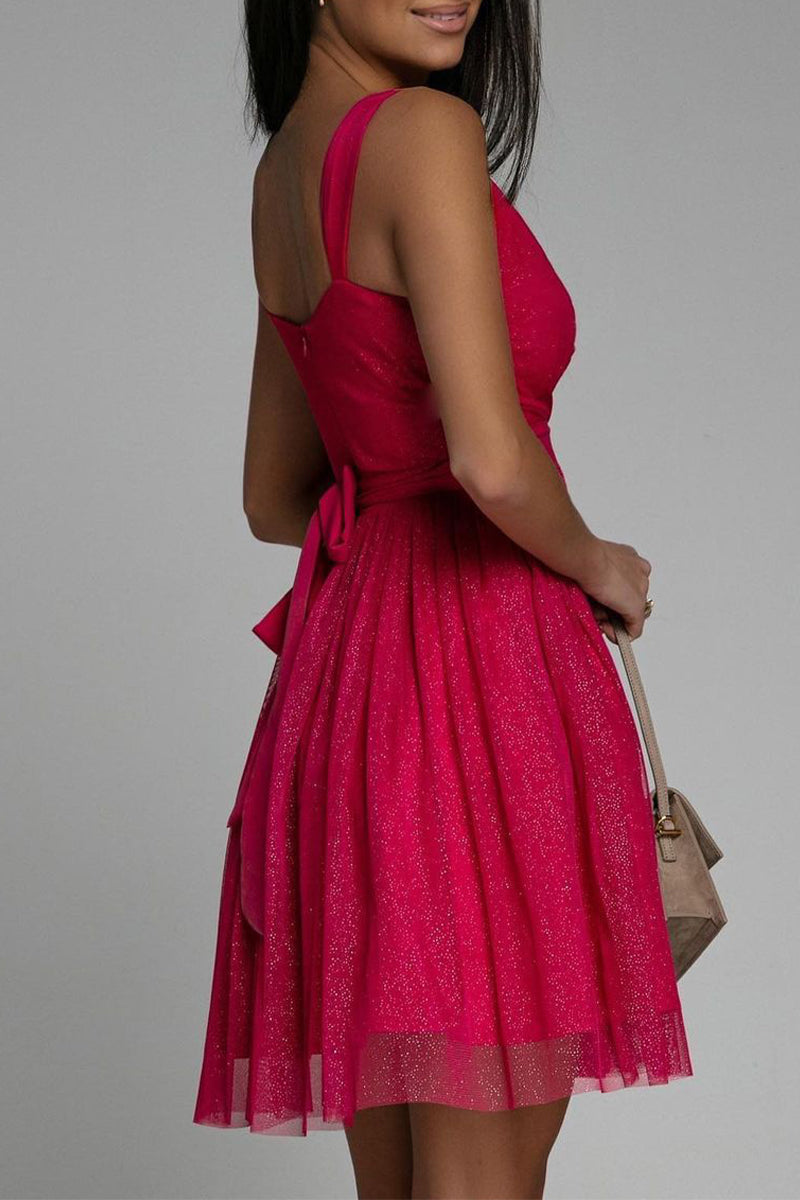 Valenzora | Sexy Elegant Print Mesh V-Neck Evening Dresses