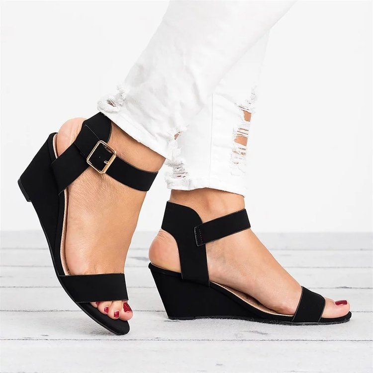 Damen-Keilsandalen mit elegantem Riemendesign und bequemem Fußbett, Größe Valenzora