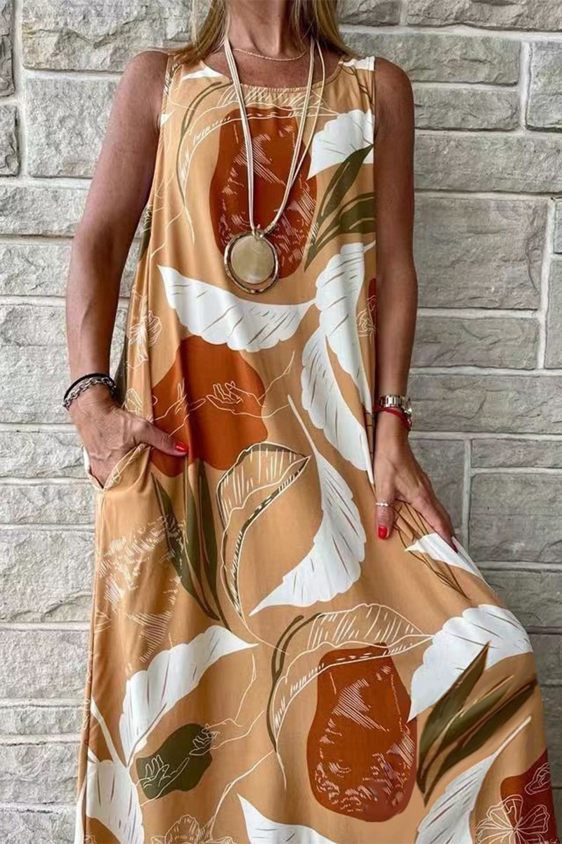 Valenzora | Casual Holiday Floral O-Neck Printed Dress Dresses