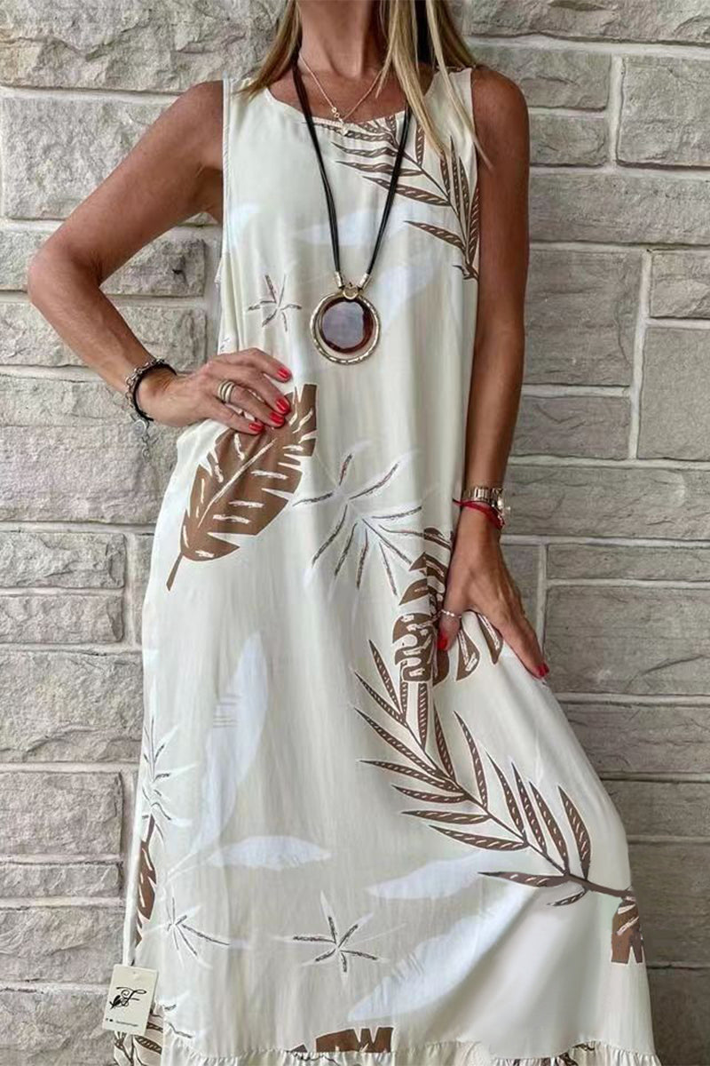 Valenzora | Casual Holiday Floral O-Neck Printed Dress Dresses