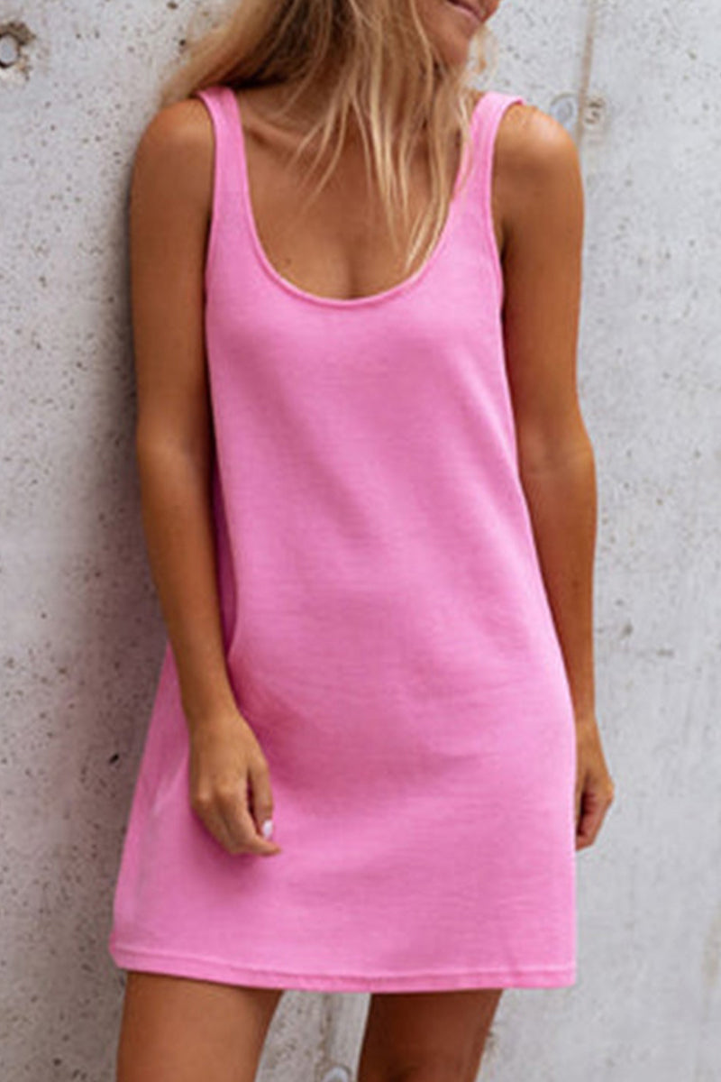Valenzora | Sexy Casual Solid U Neck Vest Dress - 8 Colors