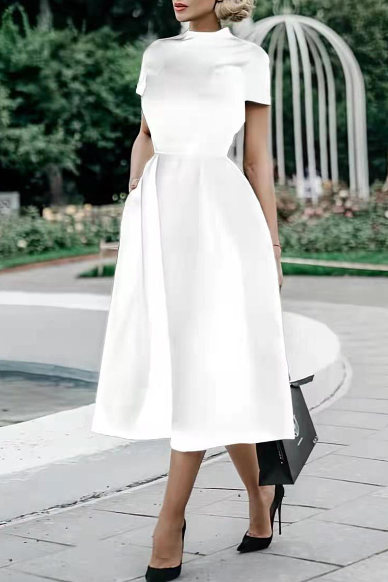 Valenzora | Elegante einfarbige Rund-Taille-Kleider für Prominente – 4 Farben