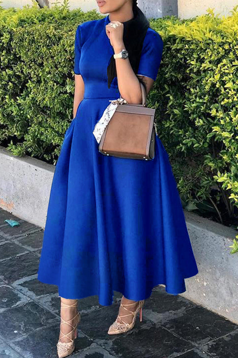 Valenzora | Elegante einfarbige Rund-Taille-Kleider für Prominente – 4 Farben