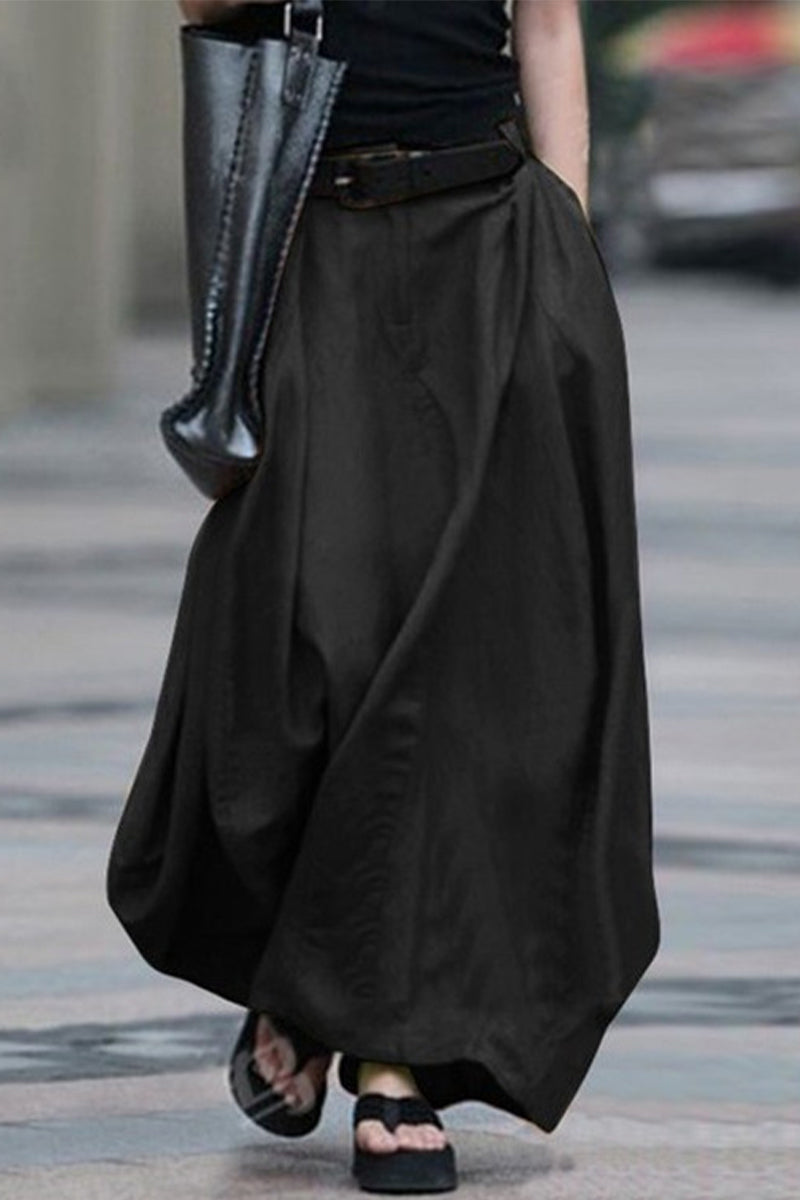Valenzora | Casual simplicity, solid color, no belt, loose, high waist, type A, solid color trousers