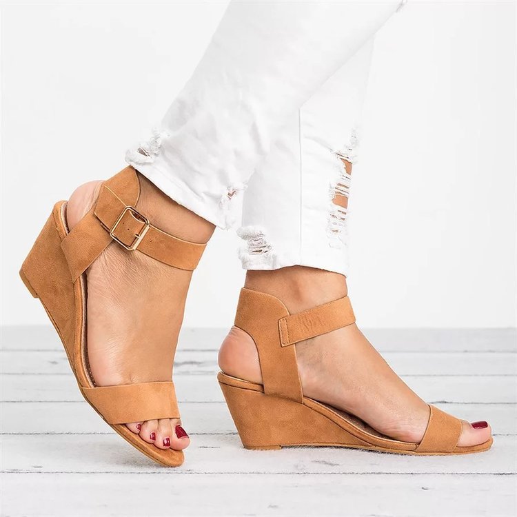 Damen-Keilsandalen mit elegantem Riemendesign und bequemem Fußbett, Größe Valenzora
