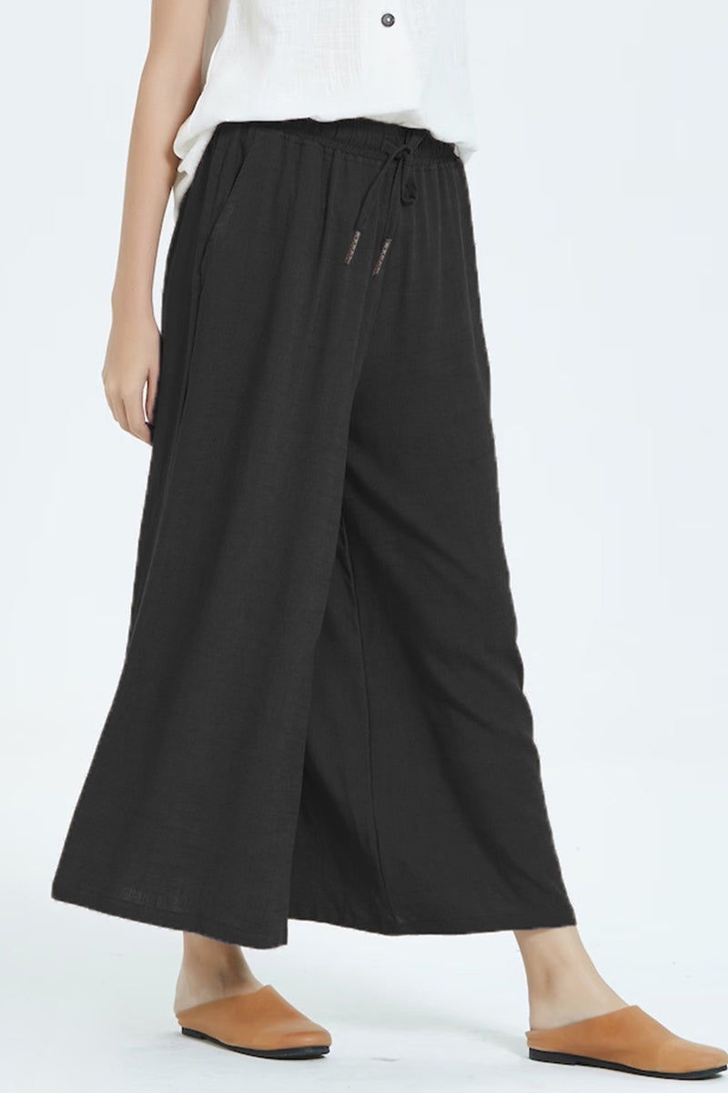 Valenzora | Casual Simplicity Solid Color Make Older People Look Loose High Waist Wide Leg Solid Color Bottoms