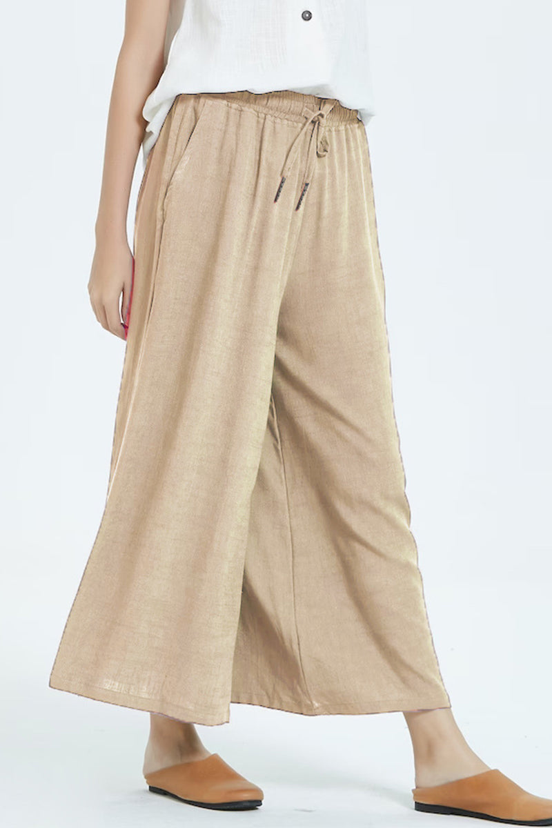 Valenzora | Casual Simplicity Solid Color Make Older People Look Loose High Waist Wide Leg Solid Color Bottoms