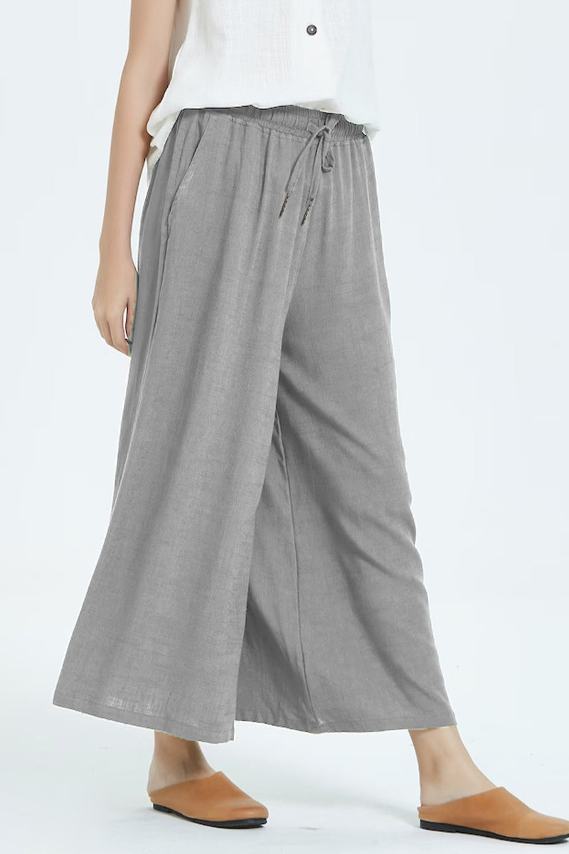 Valenzora | Casual Simplicity Solid Color Make Older People Look Loose High Waist Wide Leg Solid Color Bottoms