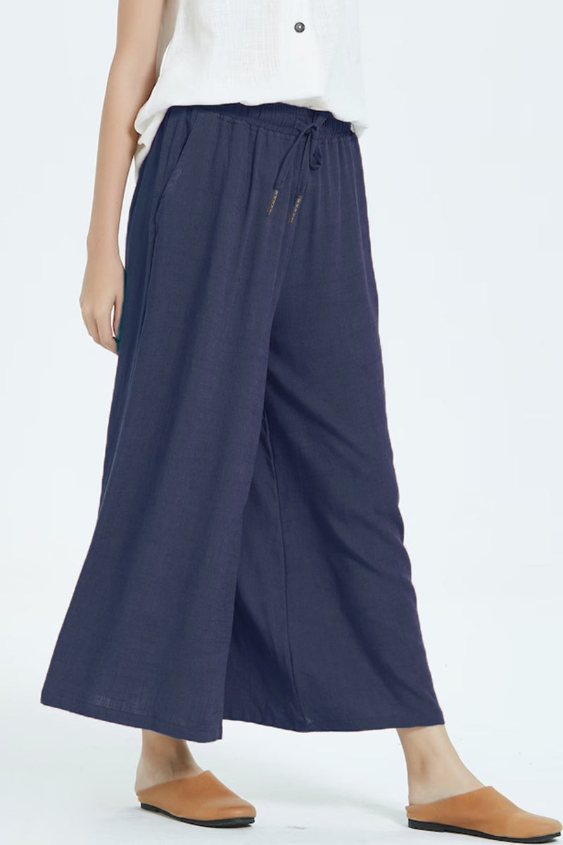 Valenzora | Casual Simplicity Solid Color Make Older People Look Loose High Waist Wide Leg Solid Color Bottoms