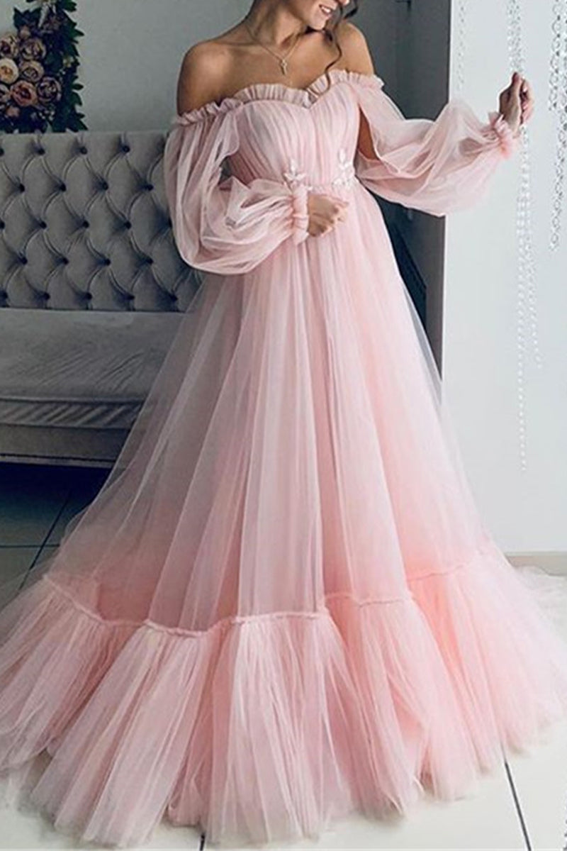 Valenzora | Elegant Formal Solid Color Patchwork Off-Shoulder Evening Dress - 3 Colors