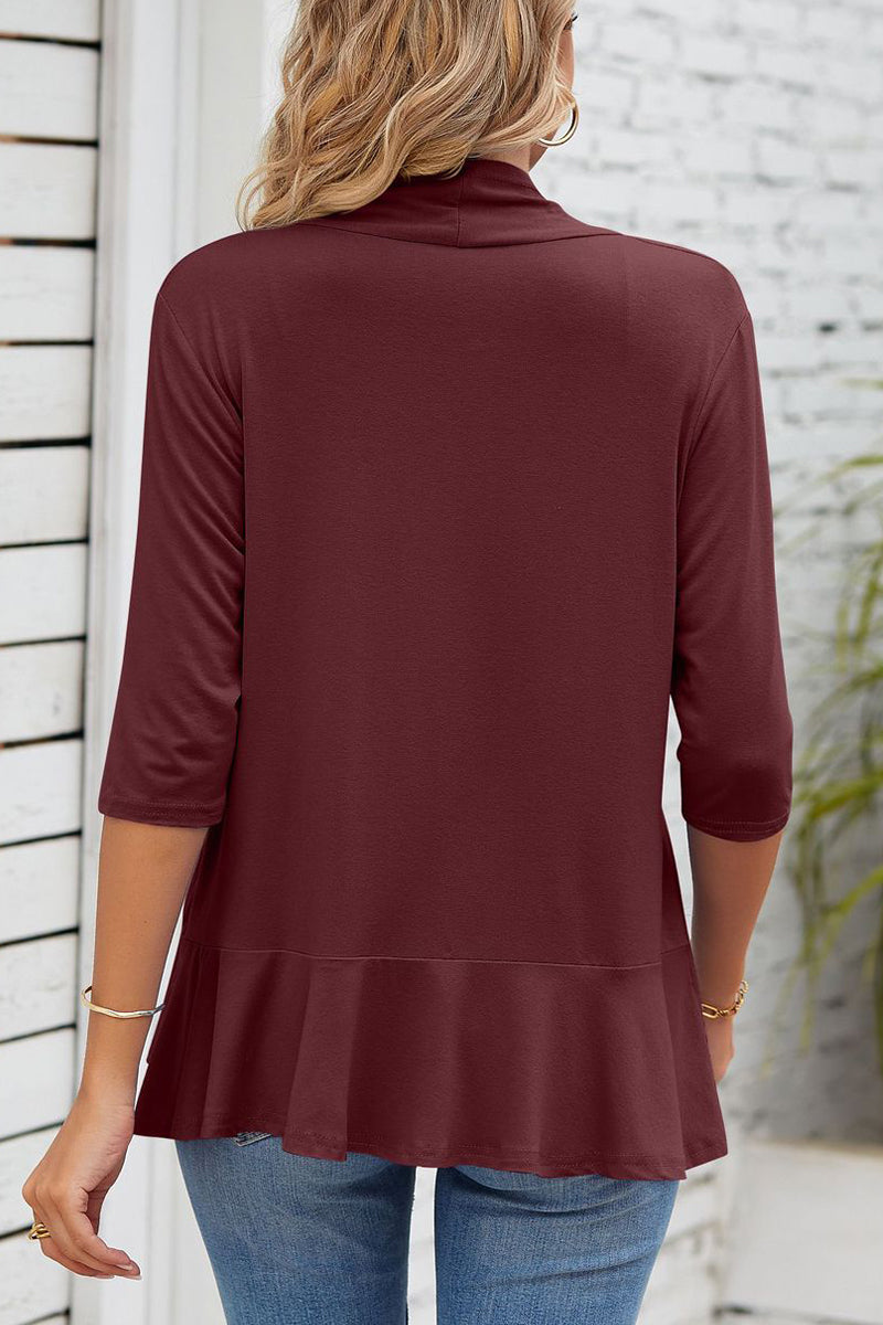 Valenzora | Daily Simplicity Solid Flounce V-Neck Outerwear