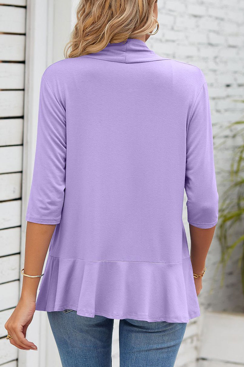 Valenzora | Daily Simplicity Solid Flounce V-Neck Outerwear
