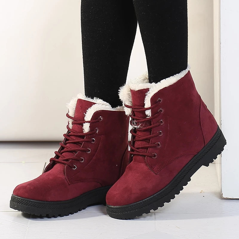 Valenzora | Women's Winter Ankle Boots – Lined boots with flat sole and laces