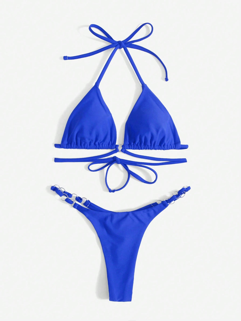 Valenzora | Red Halter Triangle Bikini with Ring Detail for Women