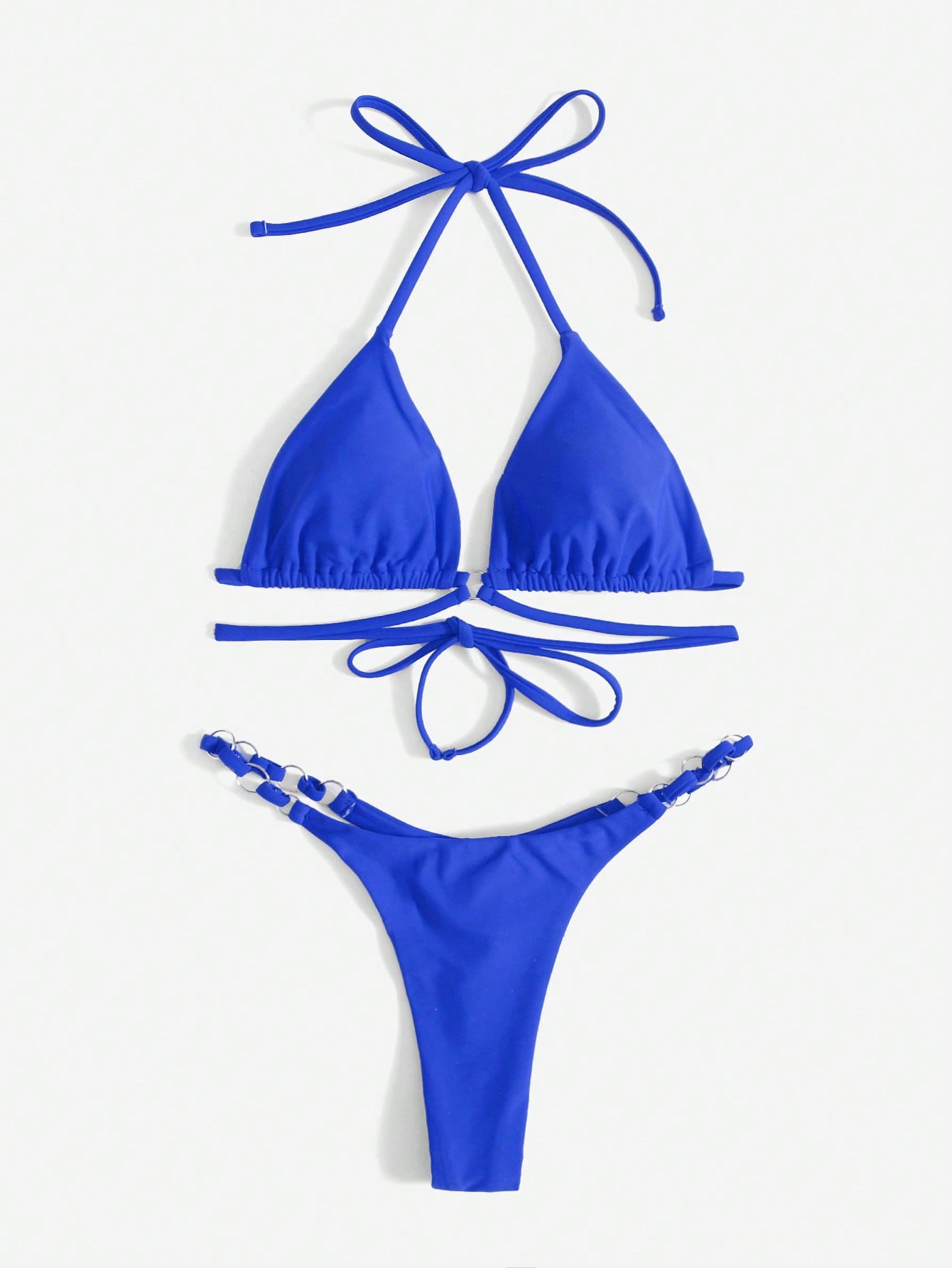 Valenzora | Red Halter Triangle Bikini with Ring Detail for Women