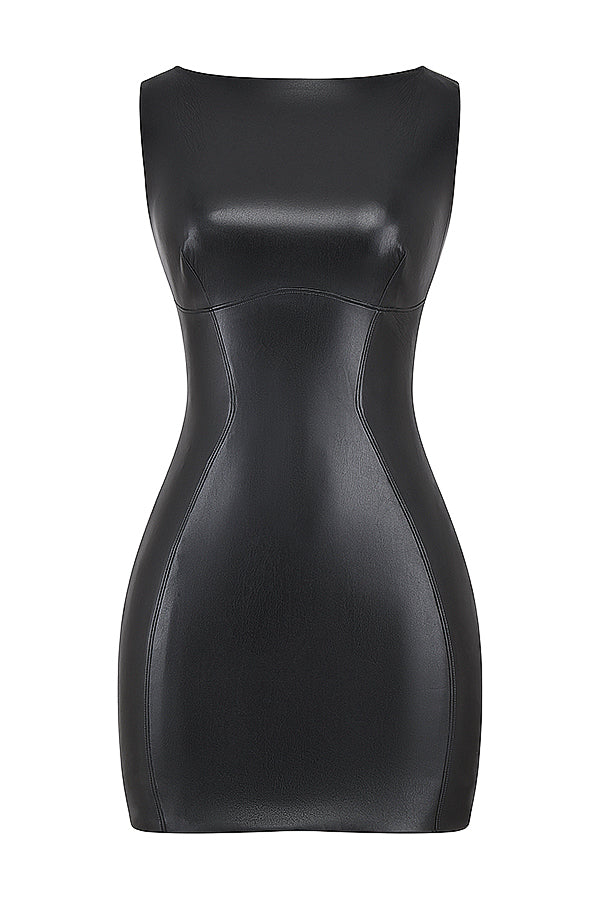 Valenzora Mini leather dress without sleeves