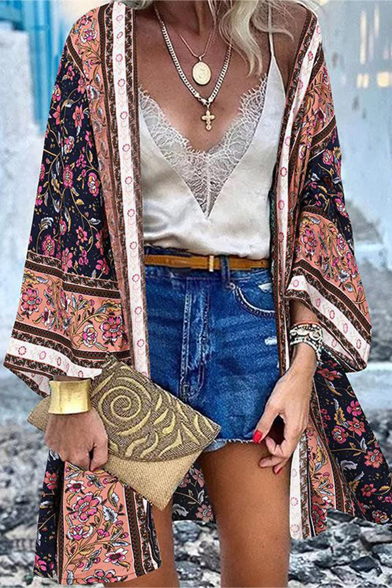 Valenzora | College Print Patchwork Cardigan Kragen Oberbekleidung