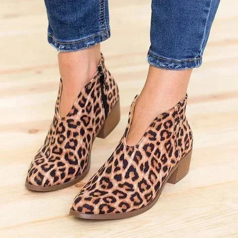 Valenzora | Sexede Ankle Boots with V-Neck Zipper for Women