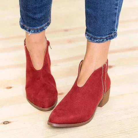 Valenzora | Sexede Ankle Boots with V-Neck Zipper for Women