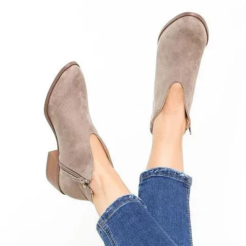 Valenzora | Sexede Ankle Boots with V-Neck Zipper for Women