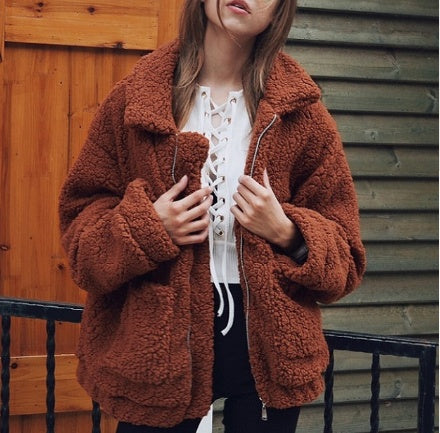 Valenzora | Women's Fleece Sweatshirt with Wide Collar