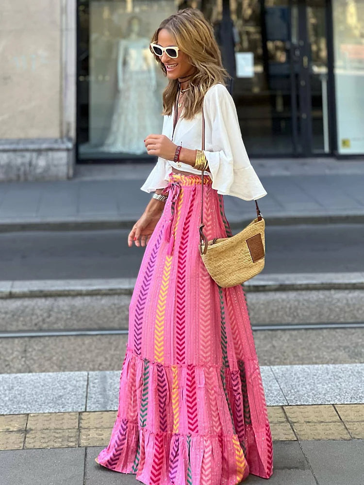 Valenzora | Boho Skirt with Elastic Waistband Women's