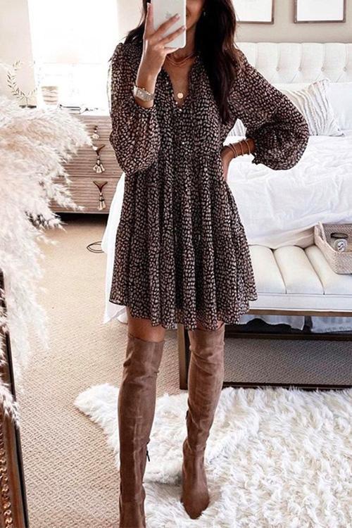 Valenzora | Rosiedress V-neck leopard swing mini dress