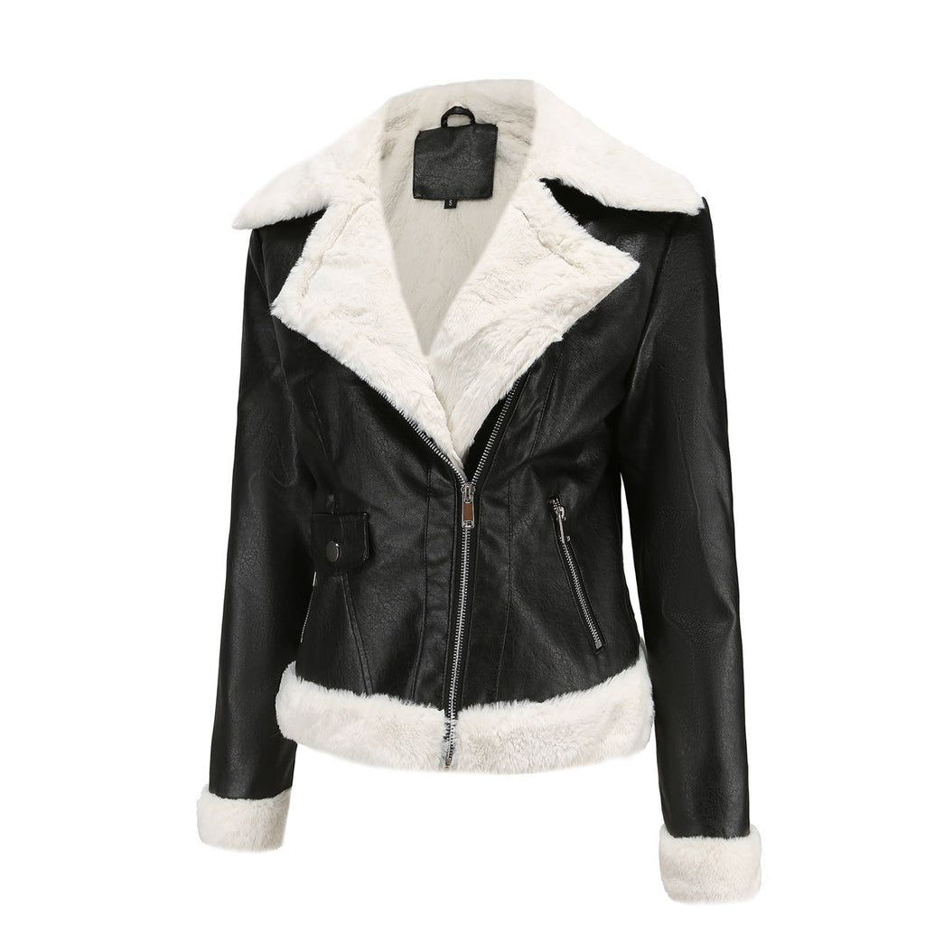 Valenzora | Winter leather jacket with fleece lining