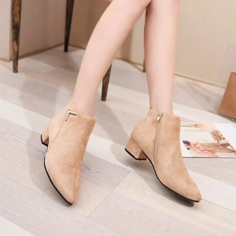 Valenzora | Ankle boots with pointed toe and side zipper, women's ankle boots