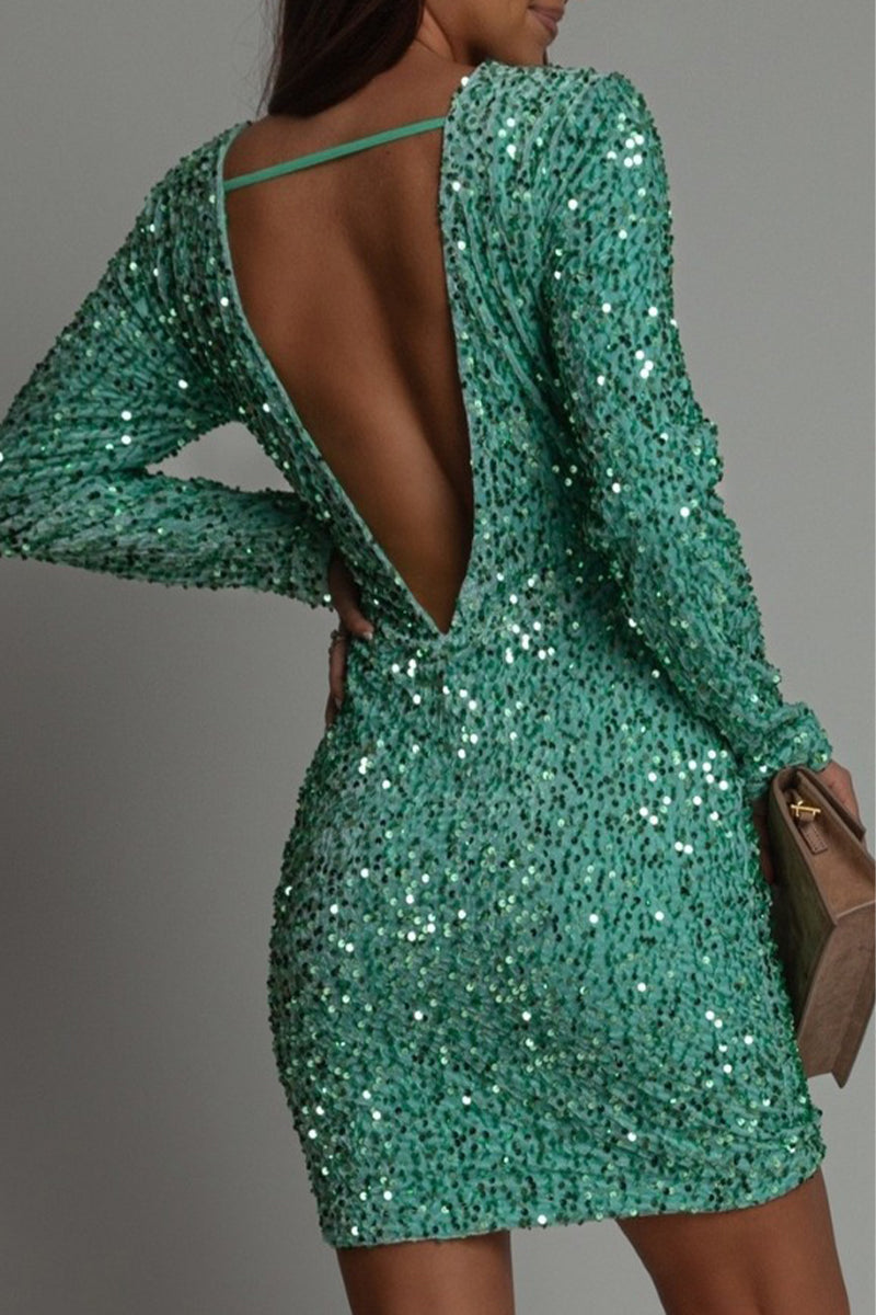Valenzora | Elegantes rückenfreies Winter-Glitzer-Partykleid für Damen