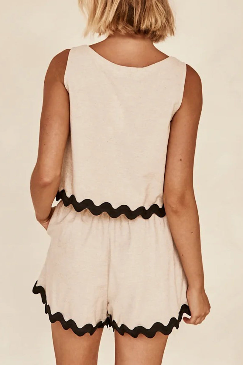 Valenzora | Casual simplicity, color block, bag, contrast, O-neck, sleeveless, two-piece
