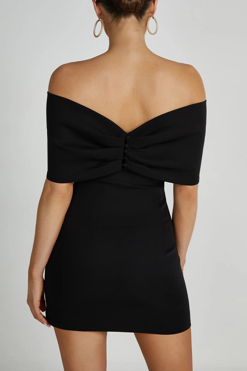 Valenzora | Sexy Celebrities Uni with Bow Off the Shoulder Wrap Skirt Dresses