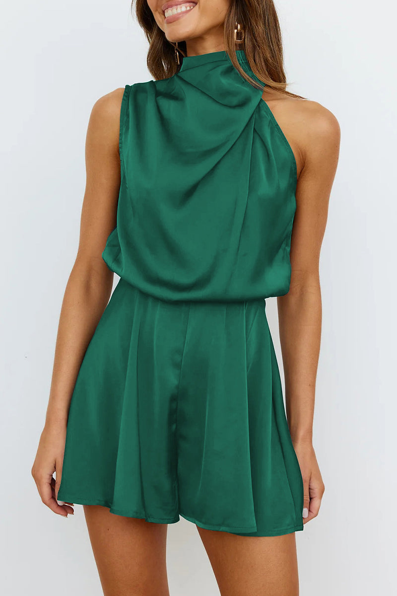 Valenzora | Elegant solid color folding halter overall