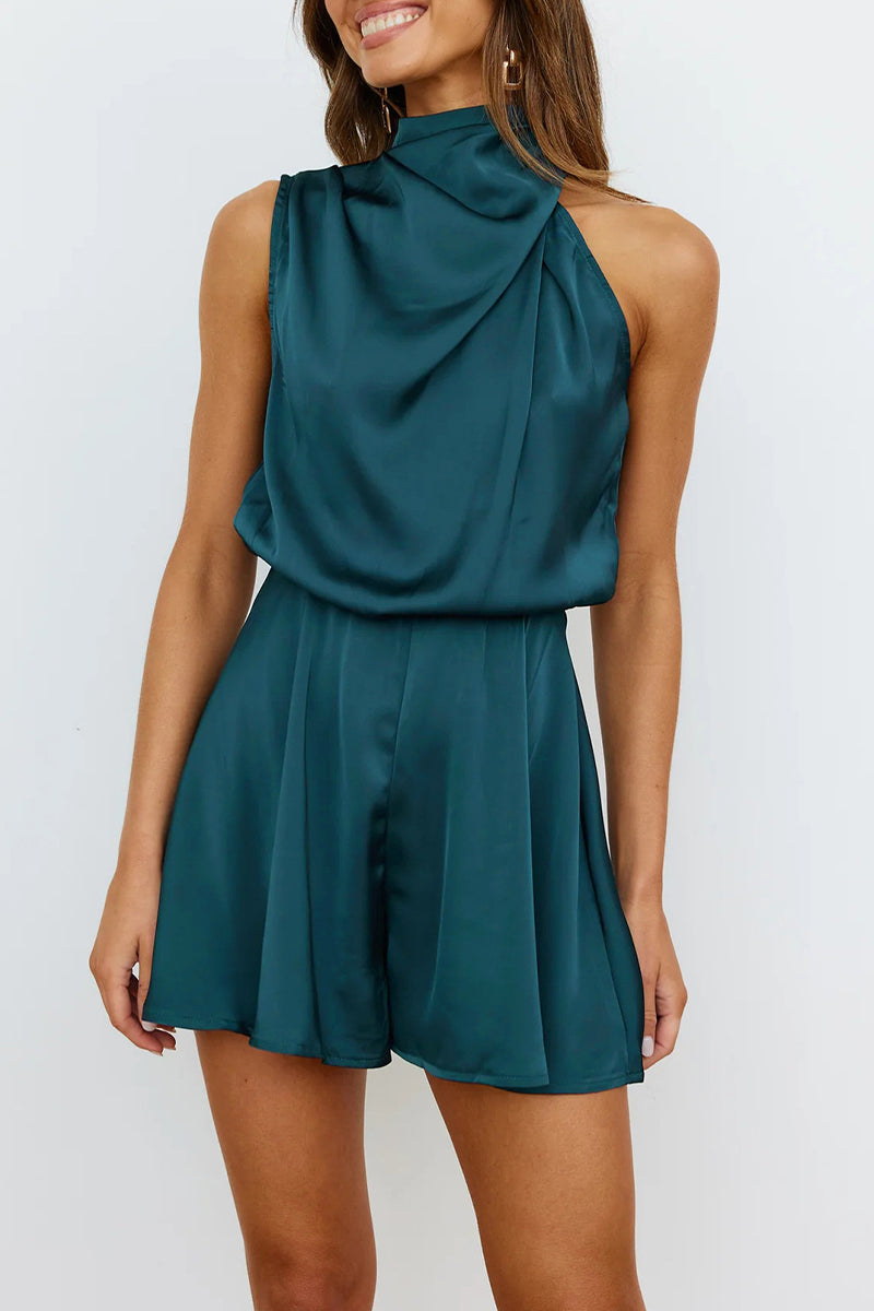 Valenzora | Elegant solid color folding halter overall