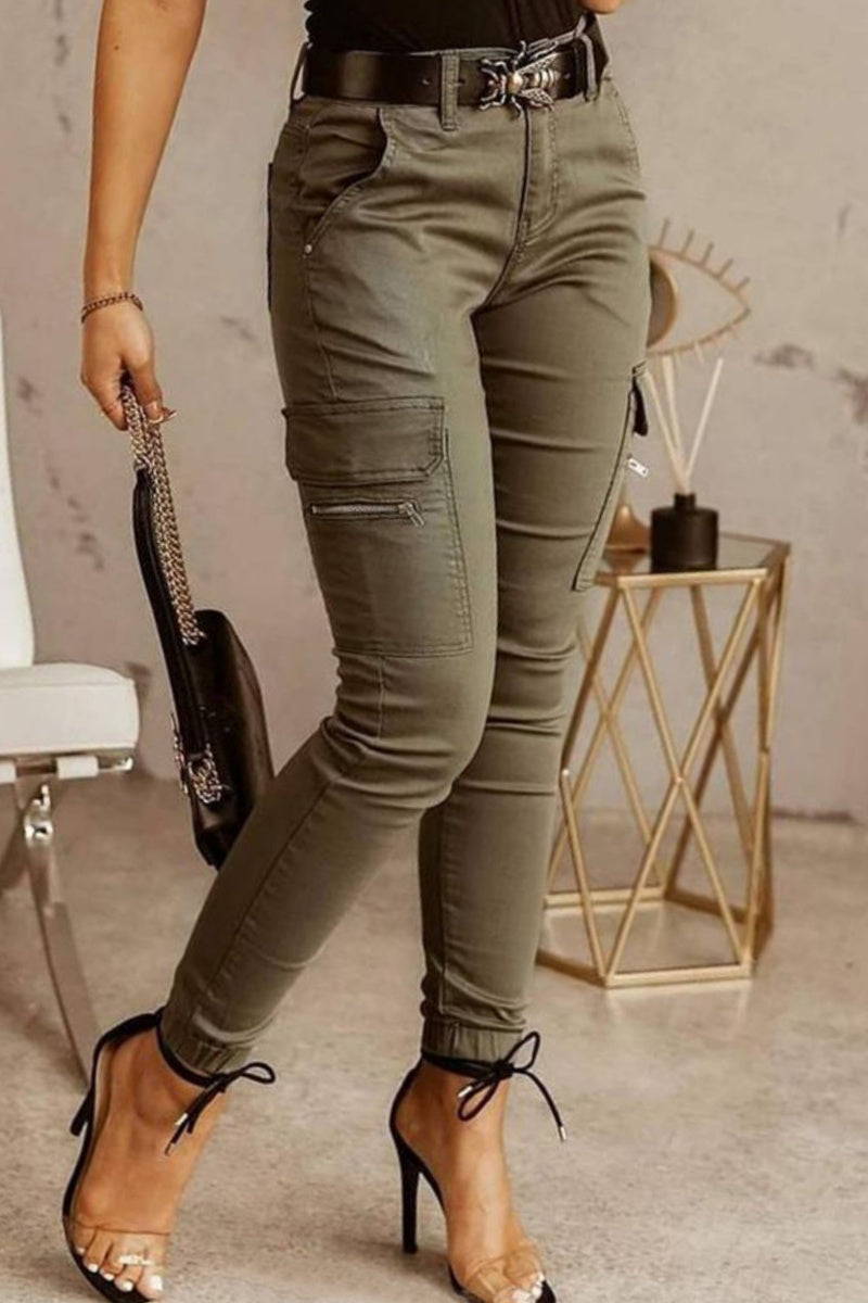 Valenzora | Casual solid color patchwork skinny mid-waist pencil pants - 3 colors