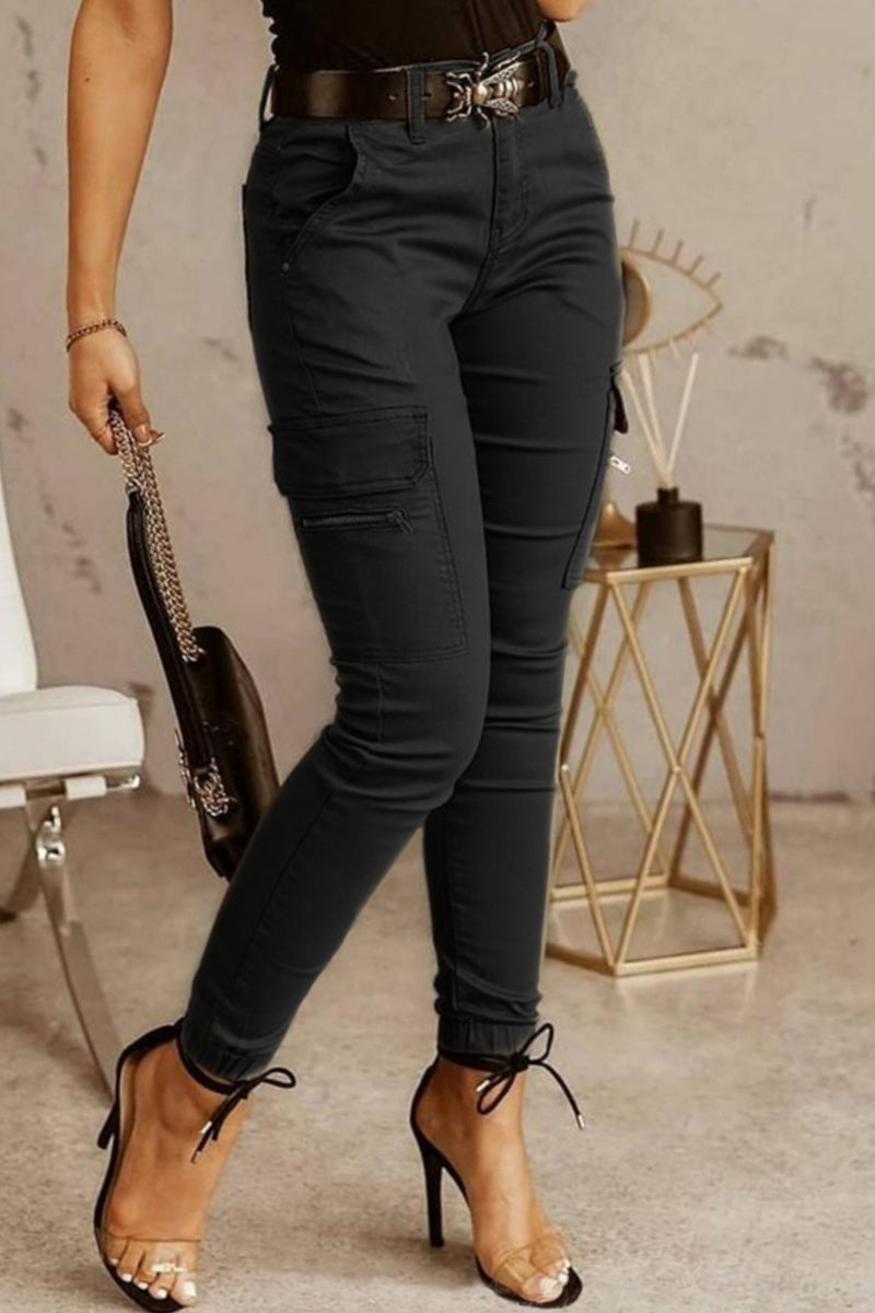 Valenzora | Casual solid color patchwork skinny mid-waist pencil pants - 3 colors