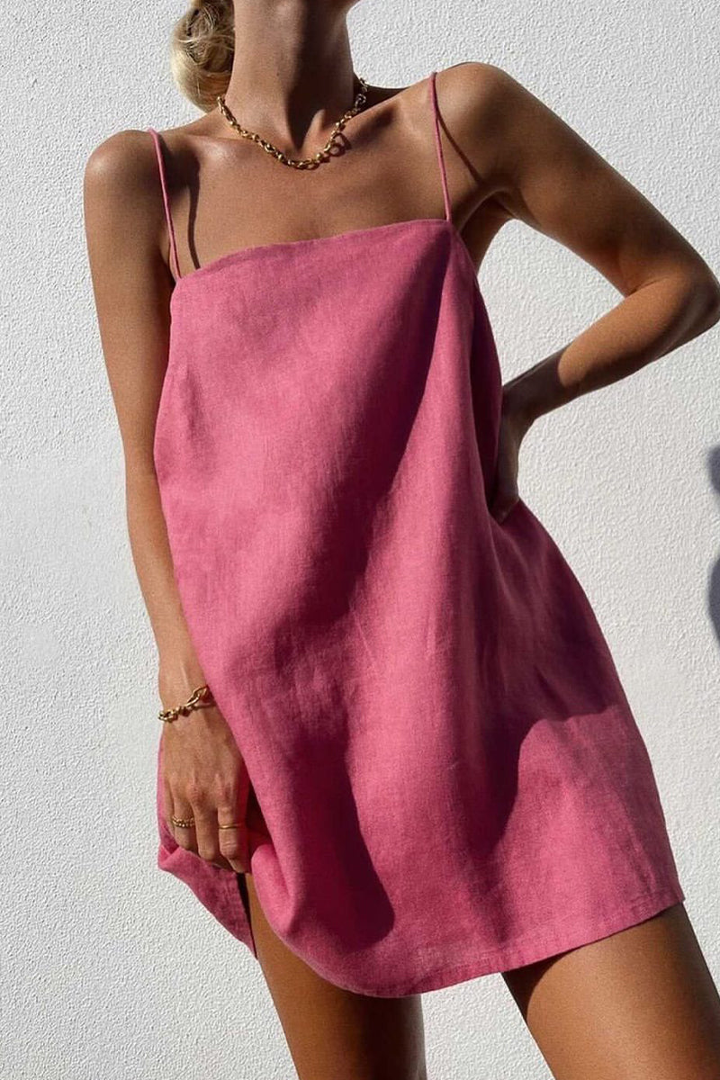 Valenzora | Casual solid color backless slip dresses